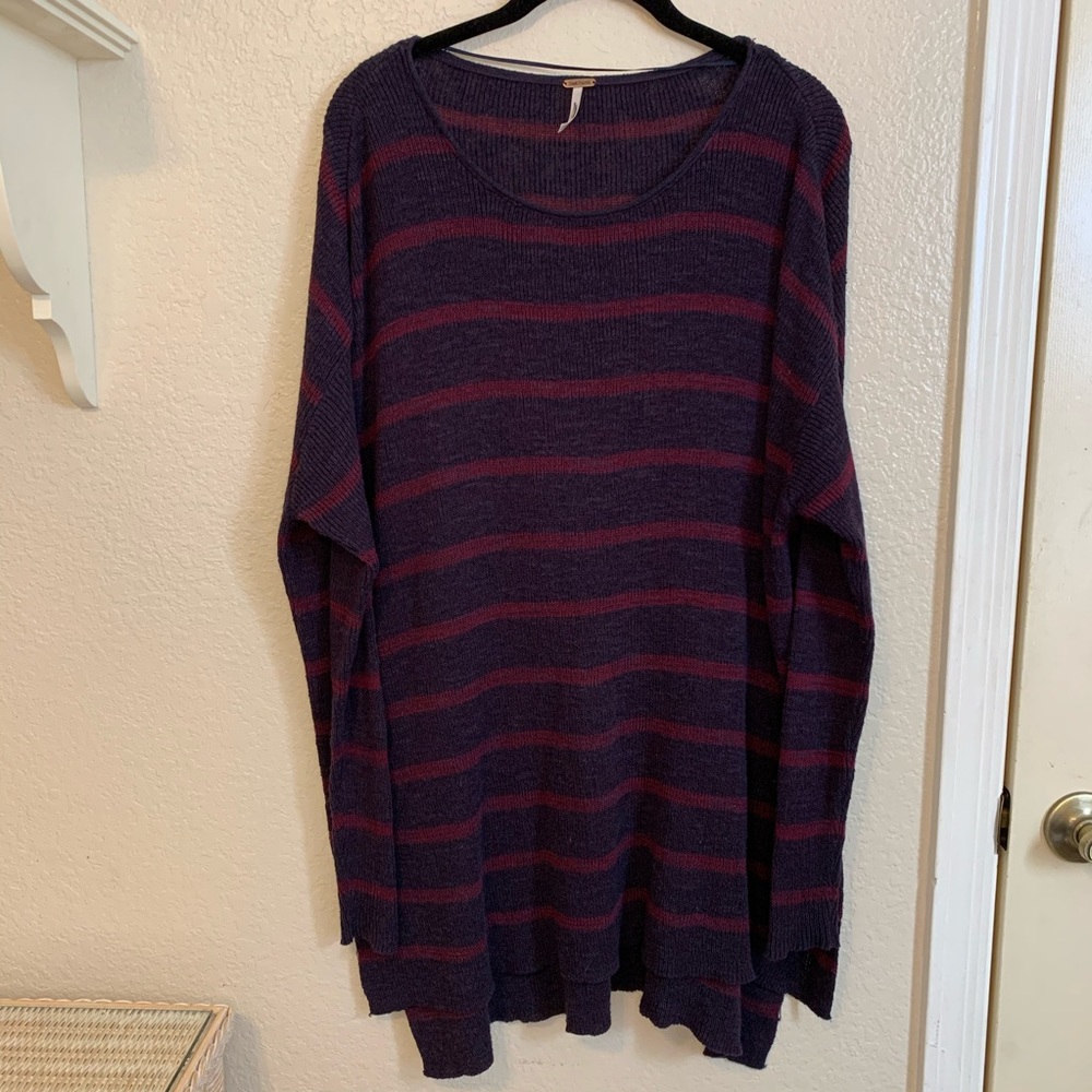 🎉 last chance🎉 FREE PEOPLE Oversized Striped Tunic Sweater XS - Picture 2 of 7